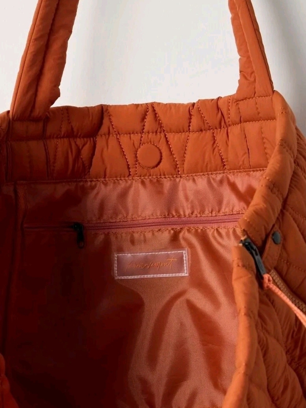 Free People Quilted Fold Out Blanket Tote Bag Rust Orange - New - Picture 3 of 4